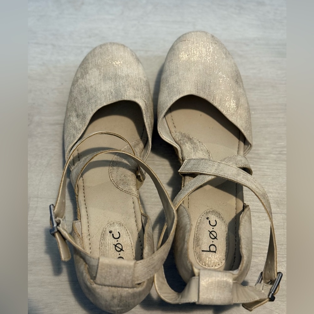 BOC espadrilles. Gold metallic in color. Never worn!